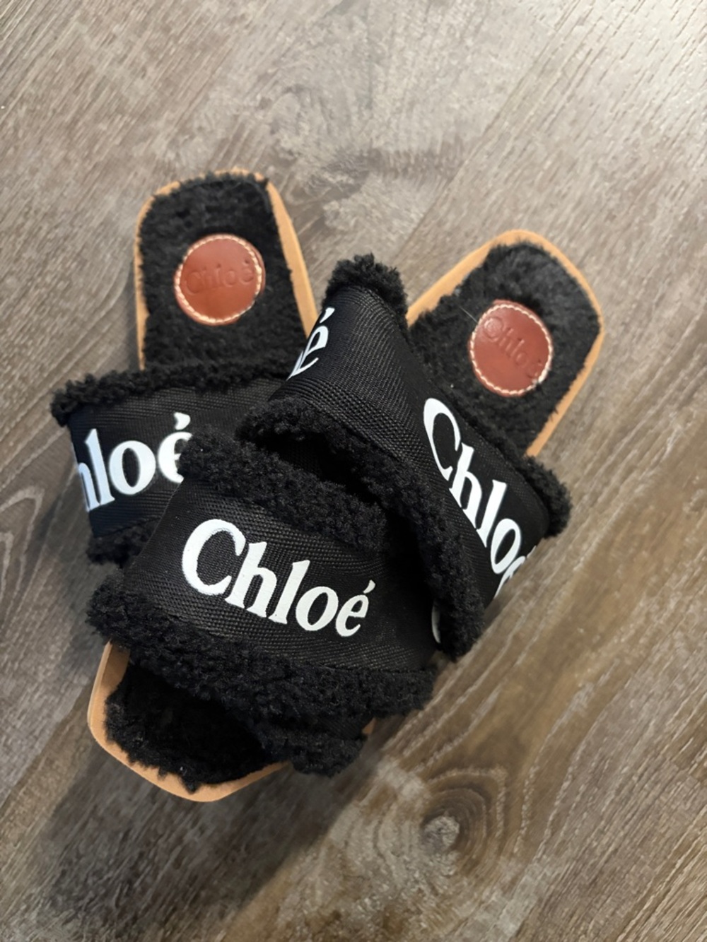 Women’s Black Chloe faux Shearling Slide Sandals